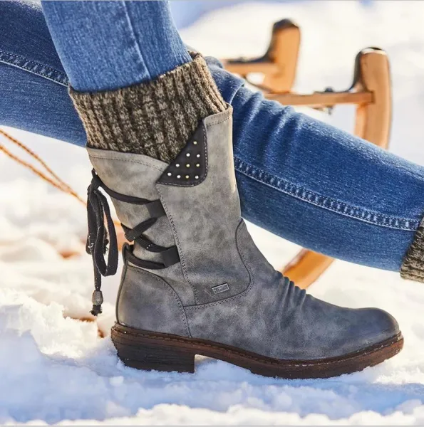 Chic / Beautiful Winter Grey Street Wear Flat Round Toe Womens Boots 2020