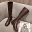 Chic / Belle Marron Vêtement de rue Cuir Talon Bas Bottes Femme 2020 4 cm Talons Épais Pied Carré Bottes