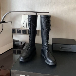Fashion Chic Beautiful Winter Black Mid Calf Womens Boots 2020 Street Wear Round Toe Flat Boots