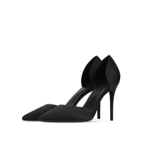 Eleganckie Czarne 10 cm Bal Jednolity kolor 2020 Wysokie Obcasy Satyna Lato Szpiczaste Szpilki Sandały Damskie Buty Damskie