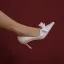 Elegant Elfenben Sløyfe Brudesko 2020 Lær 7 cm Stiletthæler Spisse Bryllup Pumps