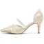 Elegant Champagne Pearl Lace Flower Wedding Shoes 2024 8 cm Stiletto Heels Pointed Toe Wedding Sandals High Heels