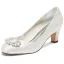 Elegant Ivory Rhinestone Wedding Shoes 2024 6 cm Thick Heels Pointed Toe Wedding Pumps High Heels