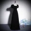 Elegant Black Solid Color Velvet Prom Dresses 2023 A-Line / Princess Square Neckline Short Sleeve Backless Floor-Length / Long Prom Formal Dresses