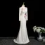 Vintage / Retro Ivory Lace Flower Evening Dresses 2025 Trumpet / Mermaid High Neck Long Sleeve Sweep Train Evening Party Formal Dresses