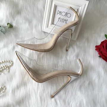 Sexy Transparent Nude Cocktail Party Pumps 2020 Leather 12 Cm Stiletto Heels Pointed Toe Pumps