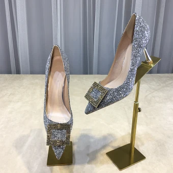 Scintillantes Argenté Soirée Paillettes Escarpins 2020 6 Cm Talons Aiguilles À Bout Pointu Escarpins