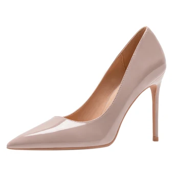Chic Belle Nues Bureau Ol Escarpins 2020 Cuir Cuir Verni 10 Cm Talons Aiguilles À Bout Pointu Escarpins