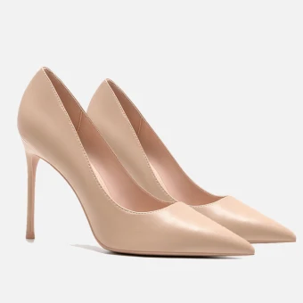 Chic Belle Nues Bureau Ol Escarpins 2020 Cuir 10 Cm Talons Aiguilles À Bout Pointu Escarpins