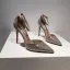 Charming Tan Evening Party Rhinestone Womens Sandals 2020 Ankle Strap 10 cm Stiletto Heels Pointed Toe Sandals