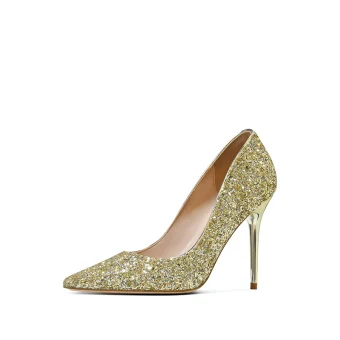 Scintillantes Doré Paillettes Soirée Escarpins 2020 10 Cm Talons Aiguilles À Bout Pointu Escarpins