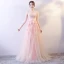 Élégant Perle Rose Robe De Soirée 2018 Princesse Appliques Perlage Paillettes V-Cou Noeud Dos Nu Sans Manches Longue Robe De Ceremonie