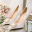 Élégant Ivoire Chaussure De Mariée 2020 Perle Faux Diamant 10 cm Talons Aiguilles À Bout Pointu Mariage Escarpins