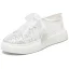 Elegant Ivory Lace Flower Rhinestone Wedding Sneakers 2024 4 cm Platform Round Toe Wedding Shoes