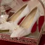 Elegant White Pearl Bow Wedding Shoes 2020 7 cm Stiletto Heels Pointed Toe Wedding Pumps
