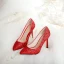 Scintillantes Rouge Paillettes Chaussure De Mariée 2020 9 cm Talons Aiguilles À Bout Pointu Mariage Escarpins