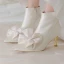 Elegant Winter Ivory Leather Ankle Womens Boots 2020 Bow 7 cm Stiletto Heels Pointed Toe Wedding Boots