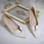 Élégant Ivoire Perle Chaussure De Mariée 2020 7 cm Talons Aiguilles Pied Carré Mariage Escarpins
