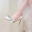 Chic / Belle Blanche Cuir Chaussure De Mariée 2020 Perle Appliques 8 cm Talons Aiguilles À Bout Pointu Mariage Escarpins