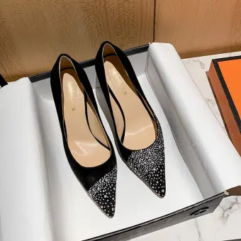 Chic Belle Noire Soirée Escarpins 2020 Faux Diamant 8 Cm Talons Aiguilles À Bout Pointu Escarpins