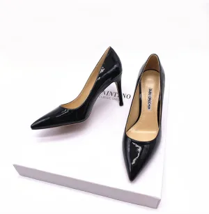 Modest Simple Black Office Ol Leather Pumps 2020 Patent Leather 8 Cm Stiletto Heels Pointed Toe Pumps