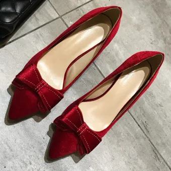 Chic Belle Bordeaux Promo Daim Escarpins 2020 Cuir Noeud 6 Cm Talons Aiguilles À Bout Pointu Escarpins