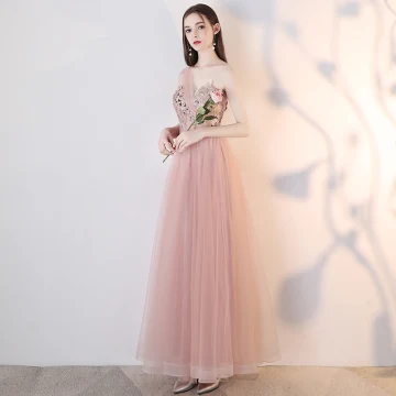 Elegant Nude Evening Dresses 2018 A Line Princess Lace Appliques Pearl Rhinestone One Shoulder Backless Sleeveless Ankle Length Formal Dresses