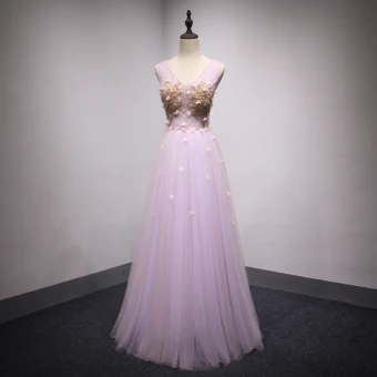Élégant Lilas Robe De Bal 2018 Princesse Appliques Perlage Paillettes V Cou Dos Nu Sans Manches Longue Robe De Ceremonie