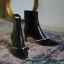 Modest / Simple Black Street Wear Pearl Bow Womens Boots 2020 Leather 5 cm Thick Heels Pointed Toe Boots