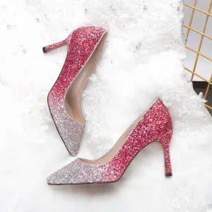 Glitter Candy Roze Pailletten Avond Pumps 2020 9 Cm Naaldhakken Stiletto Spitse Neus Pumps