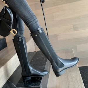 Chic Beautiful Winter Black Mid Calf Street Wear Womens Boots 2020 Round Toe Flat Boots
