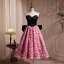 Charming Black Ruffle Flower Party Dresses 2024 A-Line / Princess Strapless Sleeveless Backless Bow Knee-Length Evening Party Cocktail Party Formal Dresses