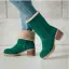 Classique Vert Foncé Vêtement de rue Bottines Daim Bottes Femme 2020 5 cm Talons Épais À Bout Rond Bottes