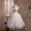 Chic / Beautiful White Satin Ruffle Short Party Dresses 2024 A-Line / Princess Strapless Sleeveless Backless Cocktail Party Evening Party Formal Dresses