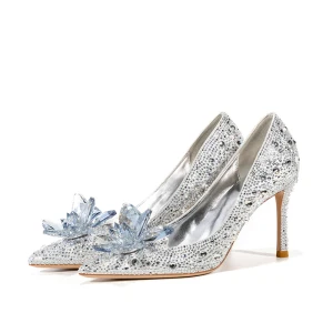 Charming Silver Crystal Wedding Shoes 2020 Rhinestone 9 Cm Stiletto Heels Pointed Toe Wedding Pumps