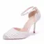 Charmant Argenté Chaussure De Mariée 2020 Bride Cheville Perle Faux Diamant 9 cm Talons Aiguilles À Bout Pointu Mariage Talons