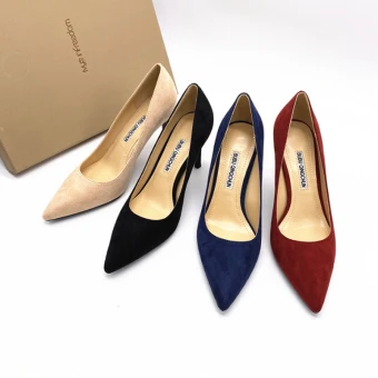 Modest Simple Navy Blue Office Ol Suede Pumps 2020 Leather 8 Cm Stiletto Heels Pointed Toe Pumps