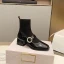 Charmant Vintage / Originale Noire Vêtement de rue Bottines Tricot Bottes Femme 2020 4 cm Talons Épais Talon Bas Pied Carré Bottes