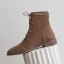 Mode Marron Vêtement de rue Bottines Bottes Femme 2020 À Bout Rond Plat Bottes
