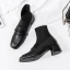 Enkel Svart Casual Ankel Strikking Kvinners støvler 2020 5 cm Tykk Hæler Firkantetå Boots