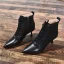 Fashion Black Street Wear Ankle Womens Boots 2020 Leather 7 cm Stiletto Heels Pointed Toe Boots