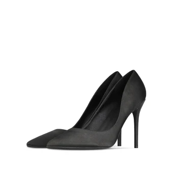 Simple Noire Soirée Satin Escarpins 2020 10 Cm Talons Aiguilles À Bout Pointu Escarpins
