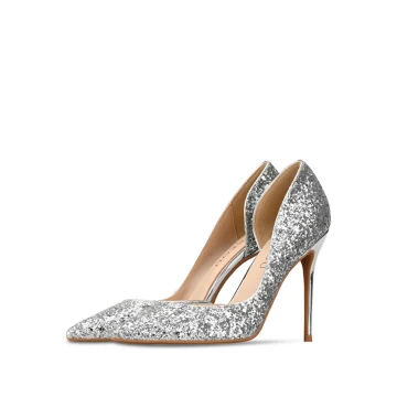 Scintillantes Argenté Soirée Paillettes Chaussures Femmes 2020 10 Cm Talons Aiguilles À Bout Pointu Talons