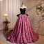 Fashion Fuchsia Ruffle Flower Prom Dresses 2024 Ball Gown Strapless Sleeveless Backless Bow Court Train Prom Formal Dresses
