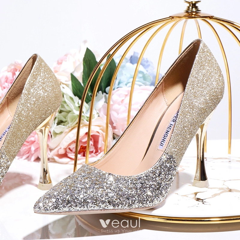 Escarpin mariage doré new arrivals