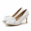 Elegant White Wedding Satin Wedding Shoes 2020 Pearl Bow 9 cm Stiletto Heels Pointed Toe Pumps