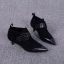 Simple Noire Désinvolte Bottines Bottes Femme 2020 Cuir 3 cm Talons Aiguilles Talon Bas À Bout Pointu Bottes