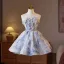 Charming Sexy Sky Blue Beading Pearl Sequins Appliques Short Party Dresses 2025 Ball Gown Strapless Sleeveless Backless Cocktail Party Evening Party