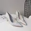 Glittrande Silver Afton Rhinestone Pumps 2020 8 cm Stilettklackar Spetsiga Pumps