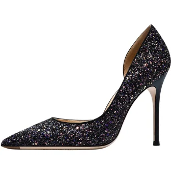 Scintillantes Sexy Dégradé De Couleur Soirée Paillettes Chaussures Femmes 2020 Cuir 10 Cm Talons Aiguilles À Bout Pointu Talons Hauts